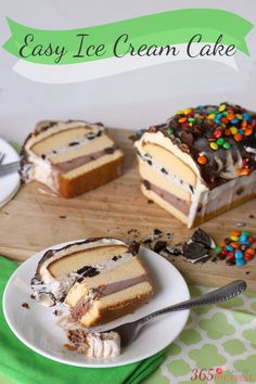 two slices of ice cream cake on a plate