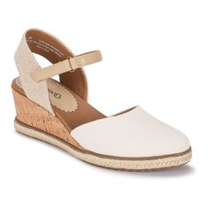 These baretraps Ocean sandals get in on the fun with a cute style featuring braided details and a low wedge design. These baretraps Ocean sandals get in on the fun with a cute style featuring braided details and a low wedge design.Click this FOOTWEAR GUIDE to find the perfect fit and more! SANDAL FEATURES Hook-and-loop closure offers adjustability Comfortable foam footbed Espadrille design Durable outsoleSANDAL CONSTRUCTION Textile upper Manmade lining TPR outsoleSANDAL DETAILS Closed toe Hook-a Beige Adjustable Wedge Sandals With Cushioned Footbed, Adjustable Beige Wedge Sandals With Woven Sole, Adjustable Cream Wedge Heel Sandals, Cream Adjustable Wedge Heel Sandals, Womens Espadrilles Wedges, Hook And Loop Tape, Low Wedges, Espadrille Wedge, Cute Style