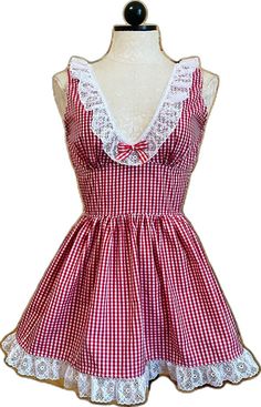 Fitted Lace Trim Dress For Picnic, Cotton Gingham Mini Dress With Ruffles, Gingham Mini Dress With Ruffles In Cotton, Retro Gingham Mini Dress, Fitted Gingham Cottagecore Dress, Cotton Lace Trim Dress For Picnic, Fitted Lined Gingham Dress, Fitted Gingham Cotton Mini Dress, Fitted Cotton Mini Dress In Gingham