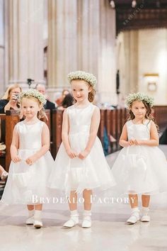 Sleeveless Crew Neck Knee Length Flower Girl Dress Organza Skirt, Kids' Dresses, Cute Dresses