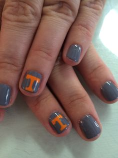 Tn Vols Nail Designs, Tennessee Vols Nails Ideas, Ut Nails Designs, University Of Tennessee Nail Designs, Tn Football Nails