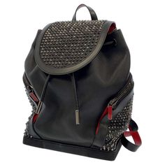 Christian Louboutin Backpack Studded Leather Black Compatible With Up To A4 Size W29cm X H36cm X D16cm Louboutin Bags, Studded Leather, A4 Size, Limited Time, Christian Louboutin, Black Color, Bag Lady, Backpacks, Shoulder Bag