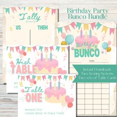 birthday party bunco bundle with free printables