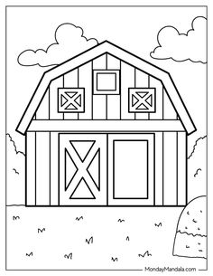 a barn coloring page for kids