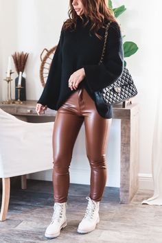 The Laura Faux Leather Pants – OHM BOUTIQUE Trendy Brown Faux Leather Pants, Sleek Leather Bottoms For Fall, Brown Leather Pants For Night Out, Trendy Brown Leather Pants For Fall, Trendy Brown Leather Pants, Sleek Brown Leather Bottoms, Sleek Brown Faux Leather Bottoms, Chic Brown Leather Pants For Fall, Trendy Leather Pants For Fall Night Out