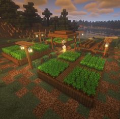 an image of a garden in minecraft