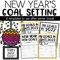 new year's goal setting for students to use after winter break with text and pictures