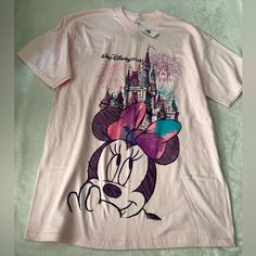 Nwt - Disney Parks Kids Xl Minnie Mouse Castle T-Shirt (Pink) Bought At Disney World Magic Kingdom Smoke And Pet Free Home Pink Cartoon Print T-shirt For Disney Trips, Spring Minnie Mouse Cotton T-shirt, Minnie Mouse Short Sleeve T-shirt For Disney Trips, Pink Disney Short Sleeve T-shirt, Cotton Minnie Mouse T-shirt With Short Sleeves, Disney World Magic Kingdom, Disney Shirts, Magic Kingdom, Disney Parks