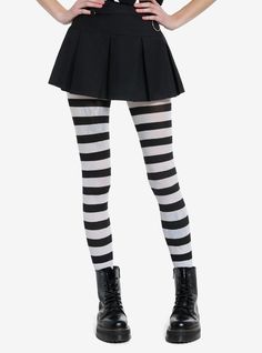 Get the striped look with these tights! Featuring a classic black and white stripe design.51% nylon; 49% spandexHand wash cold; drip dryImported Black And White Tights, Stripe Tights, Goth Outfit Inspo, Cold Drip, Striped Stockings, White Tights, Stripe Outfits, Leg Avenue