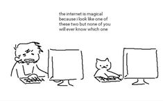 an image of a cat sitting in front of a computer screen with the caption that reads