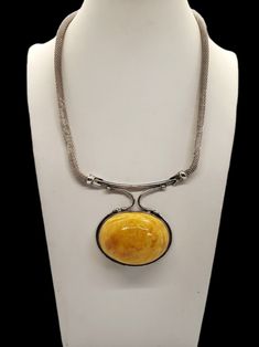 Vintage Stunning Natural Baltic Eggyolk Amber Sterling Silver Necklace | eBay Gem Pendant, Antique Jewelry Necklace, Baltic Amber, Sterling Silver Necklace, Vintage Watches, Sterling Silver Necklaces, Antique Jewelry, Vintage Antiques, Jewelry Necklace Pendant