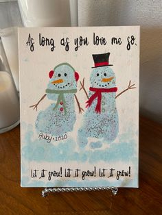 Snowman footprint gift canvas Canvas Christmas Gifts From Kids, Preschool Christmas Gifts For Parents Canvas, Snowman Toddler Art, Snowman Crafts Toddlers, Christmas Gift Crafts For Kids To Make, Parent Christmas Gifts From Toddlers, Toddler Diy Christmas Gifts, Infant Christmas Gifts For Parents, Christmas Footprint Art For Infants