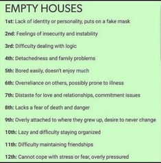 the rules for empty houses are shown in green