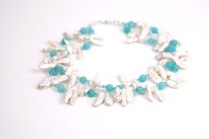 Ocean Breeze - Nastava Jewelry Elegant Turquoise Beaded Necklaces For Weddings, Elegant Turquoise Double Strand Beaded Necklaces, Elegant Double Strand Turquoise Beaded Necklace, Elegant Turquoise Beaded Necklaces With Pearl Chain, Turquoise Pearl Drop Jewelry, Elegant Turquoise Necklace With Pearl Drop, Elegant Turquoise Pearl Drop Necklace, Turquoise Pearl Necklace With Pearl Drop, Elegant Turquoise Necklace With Pearl Chain