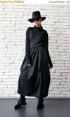 SALE Asymmetric Long Black Skirt/Extravagant Casual Skirt/Loose Black Skirt/Elastic Waist Skirt/Plus Size Skirt/Black Oversize Asymmetric Sk Winter Coat Elegant, Cashmere Coat Women, Long Grey Coat, Dress Coats, Casual Winter Coat, Asymmetrical Coat, Sleeveless Coat, Wool Winter Coat, Elegant Coats