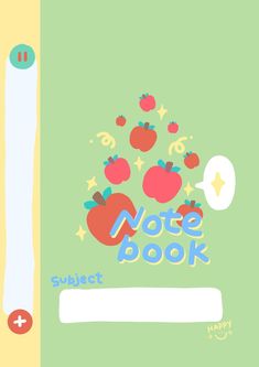 an image of a note book with apples and stars coming out of the back cover