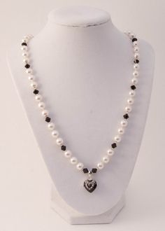 20" Swarovski Pearl & Jet Black Bicone w/Sterling Silver Heart Drop by McLeodInspirations on Etsy https://www.etsy.com/listing/157849522/20-swarovski-pearl-jet-black-bicone S Hook, Amber Jewelry, Swarovski Pearls, Beaded Jewelry Diy