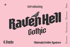 an old fashioned font with a bird on it's head and the words raven hell gothic