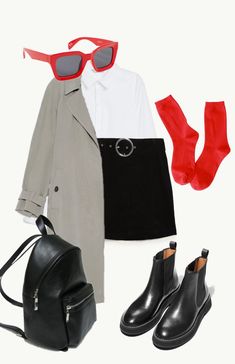 Red Black And White Outfit, Black And White Outfit Ideas, White Outfit Ideas, Black And White Outfit, White Outfit, Cool Street Fashion