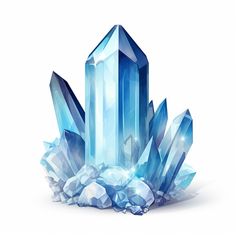 an illustration of blue crystals on white background