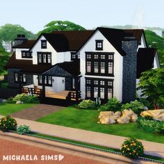 Huge Modern Farmhouse, Big Modern Farmhouse, Sims 4 Pictures, Apartments Sims 4, Sims 4 Houses Ideas, Sims 4 House, Family Farmhouse, Sims 4 Speed Build, Sims 4 Bedroom