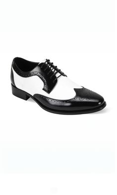 Meet “Moscow” by Giorgio Venturi – Black & White Dress Shoes that embody elegance and quality. These shoes, bearing the esteemed Giorgio Venturi name, are the epitome of timeless sophistication. With their sleek two tone design, they effortlessly elevate your formal or professional look. Not only stylish, but “Moscow” also prioritizes comfort for all-day wear. Step up your style with these exceptional Black and White Dress Shoes. Elegant White Leather Shoes For Semi-formal Occasions, Formal White Pointed Toe Oxfords, White Pointed Toe Oxfords For Formal Occasions, Elegant White Leather Shoes For Formal Occasions, Luxury Formal Oxfords With Brogue Detailing, White Pointed Toe Oxfords For Party, Designer Wingtip Formal Dress Shoes, Designer Wingtip Dress Shoes For Formal Occasions, Designer Formal Wingtip Dress Shoes