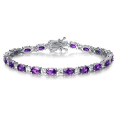 BIRTHDAY BRACELET FOR WOMEN: On-trend and on-budget, the FANCIME Amethyst Tennis Bracelet is brilliant. MATERIAL: The FANCIME Sterling Silver Bracelets are well crafted in 925 sterling silver and created Amethyst stones. We offer lead free, nickel free and hypoallergenic jewelry that are safe to wear. LENGTH: 7 inches long (18cm). MEASUREMENTS: Each purple amethyst stone measures 5mmx4mm. Length:18cm. The photo might be enlarged to show details. PERFECT GIFT: Jewelry is always perfect for any oc Gifts For Mother In Law, Costume Wedding, Gifts For Aunt, Wife Gifts, Birthday Bracelet, Amethyst Stones, Mother In Law Gifts, In Law Gifts, Hypoallergenic Jewelry