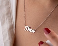 🌸 Christmas Jewelry - Get your unique and eye-catching 14K Solid Gold Name Necklace now. Available in different font styles and different styles of chains. Wearing a Name Jewelry is a great way to add a burst of uniqueness and personality. 🌸 Personalized Jewelry - You can customize this 14k solid gold name necklace with a name/word of your choice. All our personalized gold necklaces are suitable for all kinds of clothing and add a great sparkle to your wardrobe. Each personalized name necklace Custom Name Necklace For Christmas, Customizable Name Necklace For Christmas Anniversary, Customized Name Necklace For Christmas Anniversary, Christmas Gift Name Necklace, Personalized Christmas Name Necklace, Customized Silver Name Necklace For Christmas, Christmas Nameplate Necklace With Name, Christmas Nameplate Name Necklace, Christmas Nameplate Necklace