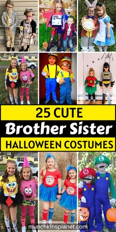 matching brother sister Halloween costumes for kids Sibling Halloween Costumes Boys, Brother Sister Halloween, Brother Halloween Costumes, Brother Sister Halloween Costumes, Sister Halloween Costumes, Boys Halloween Costumes Diy, Sibling Halloween Costumes, Toddler Boy Costumes, Best Kids Costumes