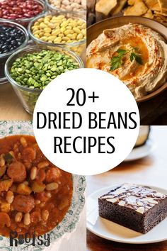 some different types of baked beans and desserts