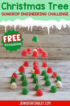 christmas tree gumdrop engineering challenge with free printables