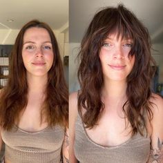 Wolf Cut for Long Hair Before and After Genderfluid Haircut, Corte Shaggy, Easy Trendy Hairstyles, Wolf Cut Hair, Before And After Haircut, Long Shag Haircut, Side Swept Hairstyles, Hair Adviser, Wolf Cut