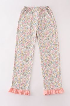 Get your beauty sleep in style with these Pink Floral Print Mom Pajamas Pants! The playful pink floral print adds a pop of personality to your loungewear, while the relaxed fit ensures comfort all night long. Perfect for any mom who wants to add a touch of fun to their bedtime routine. 50%Cotton 50%Spandex MC404133 Summer Floral Print Pajama Party Pants, Spring Sleep Bottoms With Floral Print, Spring Floral Print Sleep Bottoms, Floral Print Relaxed Fit Long Sleepwear Pants, Floral Print Full-length Loungewear Pants, Sequin Crafts, Plaid And Leopard, Swimwear Girls, Sequins Embroidery