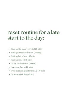 Everyone has a late start to the day every once in a while. This routine is great to jumpstart a late day so that it is still productive. Feel free to add or remove tasks to suit you. Good Quotes To Start Your Day, How To Start A Vision Board, How To Save A Half Wasted Day, How To Start A Routine, Weekend To Do List Productive, How To Have A Productive Day, How To Have A Good Day, Late Morning Routine, Day Off Routine