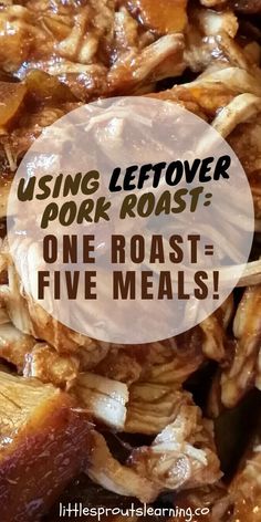 the words using leftover pork roast one roast - five meals on top of it