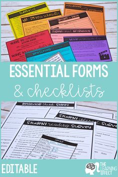 the printable checklist for essential forms and checklists with text overlays