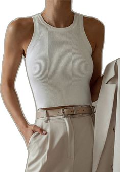 Fitted Sleeveless Ribbed Crop Top, Fitted Ribbed Sleeveless Crop Top, Fitted Beige Ribbed Sweater Vest, Fitted Knit Tank Crop Top, Fitted Tank Knit Crop Top, Casual Fitted Sleeveless Sweater Vest, Fitted Sleeveless Sweater Vest Casual, Fitted Beige Knit Tank Top, Beige Ribbed Sleeveless Sweater Vest