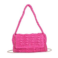 Urban Expressions Anika Crossbody 840611124630 View 1 | Hot Pink Everyday Straw Shoulder Bag With Chain Strap, Rectangular Straw Bag With Chain Strap For Vacation, Summer Shoulder Bag With Chain Strap, Vacation Crossbody Bag With Chain Strap, Summer Beach Shoulder Bag With Chain Strap, Beach Shoulder Bag With Chain Strap For Summer, Casual Summer Bags With Chain Strap, Trendy Crochet Bag With Detachable Strap, Casual Summer Bag With Chain Strap