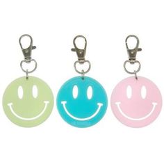 Dimensions: 2.75" x 1.56" Material: Plastic & Metal Color: Pink, Mint & Blue Metal Color: Silver Quantity: 6 Express your style with simple and fun accessories like these Smiley Face Keychains! These charming keychains feature a classic smiley face design rendered in pink, mint, and blue colors. Outfitted with a lobster clasp, they can be easily attached to purses, backpacks, jackets, and more. Use them to create a matching look with your friend group, or hand them out as stylish party favors! Smiley Face Keychain, Smiley Face Party Favors, Baking Party Favors, Preppy Gifts, Baking Party, Stylish Party, Mint Blue, 11th Birthday, Face Design