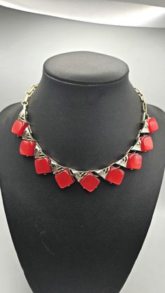 This vintage thermoset moonglow necklace in red is designer signed and in very good to excellent condition. Expedited shipping is available by request on a case by case basis. Please message us if you require rush shipping. Returns are are accepted within the time window noted. To recieve a full refund the return must meet one of the following criteria. All other returns are subject to restocking fees. 1. Item was late or not delivered 2. Item arrived dammaged 3. Item did not match description/p Retro Red Necklace For Party, Moonglow Necklace, Moon Glow, Wedding Jewellery Necklace, Rush, Necklace Etsy, Wedding Jewelry, Accessory Gift, Jewelry Necklaces