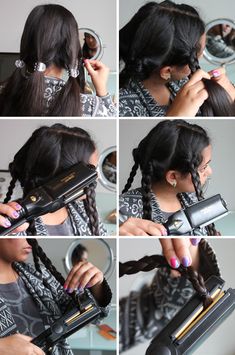 Flat Iron Braids to Make Waves Wavy Hair Diy, Updos Homecoming, Hairstyles Homecoming, Lazy Hairstyles, Diy Beauty Hacks, Homecoming Hairstyles, Bad Hair