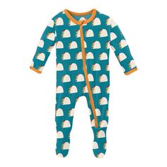 Boy's Print Bamboo Footie with 2-Way Zipper - Seagrass Tacos Baby & Toddler Sleepwear Footie Pajamas, Footed Pajamas, Pajama Outfits, Footie Pajama, Kickee Pants, Soft Pajamas, Soft Clothes, Baby Boy Or Girl, Bamboo Fabric