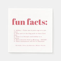 a pink and white poster with the words fun fact's written in red on it