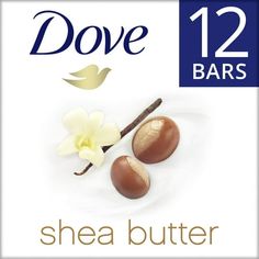 Dove Beauty Bar Women's Bath Soap Moisturizing Gentle All Skin Shea Butter & Vanilla, 3.75 oz 12 Bars. This Dove Beauty Bar offers a rich & creamy cleansing experience. Unlike ordinary bar soap, the Beauty Bar is made with moisturizing cream to deeply nourish skin and prevent dryness. This cleansing bar is uniquely created with moisturizing cream and a plant-based cleanser for skin care that maintains pH balance and the natural skin barrier. Made with shea butter & vanilla scent, this gentle ski Dove Shea Butter, Dove Purely Pampering, Dove Bar Soap, Dove Beauty Bar, Shea Butter Oil, Dove Beauty, Gentle Skin Cleanser, Mild Cleanser, Skin Care Wrinkles