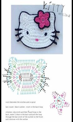 a crocheted hello kitty purse with a pink bow on it's head