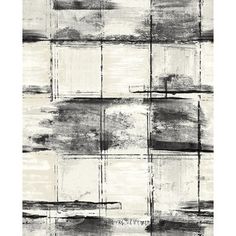 an abstract painting with black and white squares on the bottom right corner, in shades of gray