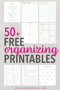 the 50 + free organizing printables book