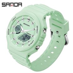 Color: Matcha green Cold Water Shower, Casual Watches Women, Mens Sport Watches, Mirror Acrylic, Acrylic Mirror, Sports Watch, Stainless Steel Watch, Digital Watch, Watch Strap