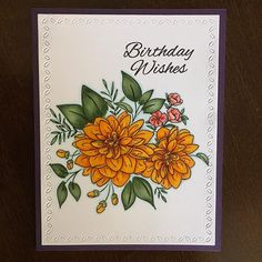 a birthday card with yellow flowers on it