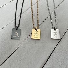 This minimalist kids personalized pendant necklace is a perfect everyday wear and also a perfect gift for occasions like birthday, graduations, Christmas's and other holidays. The necklace is waterproof, non tarnish, hypoallergenic, and non-rust because it is made from 316L stainless steel Pendant: Length: 21.9mm Width: 14.9mm Thickness: 1.9mm Features:- Chain Type: Box Chain  Material: 316L Stainless Steel Color: Gold, Silver, Black Personalized Engravable Gift Box (OPTIONAL) For Ordering follow this steps Please select length, color and engraving side. In personalized box,  Type your font style for front side or backside for your initials or symbol. If you select with gift box, send your message via Esty or enter in personalized box For Shipping Please make sure your shipping address is Minimalist Customizable Charm Necklace For Birthday, Personalized Rectangular Necklaces For Birthday, Personalized Black Necklace For Birthday Gift, Everyday Personalized Stainless Steel Charm Necklace, Minimalist Personalized Charm Necklaces For Birthday Gift, Minimalist Personalized Charm Necklace For Birthday, Customized Rectangular Necklace For Birthday Gift, Personalized Rectangular Necklace For Birthday, Customizable Stainless Steel Charm Necklaces As Gift